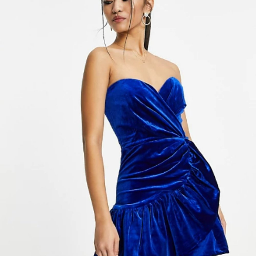 Sold Out ASOS Bardot Blue Velvet Dress